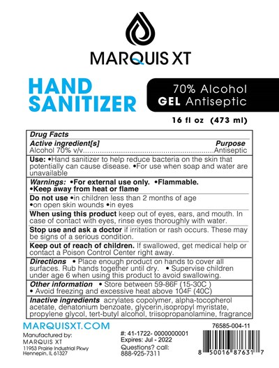 Ndc 76585-004 (Vdp July   Marquisxt 16oz Sanitizer Label Gel2f 01)